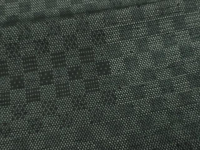 平和屋着物▽上質な紬　単衣　市松文様　正絹　逸品　DAAV9571sf