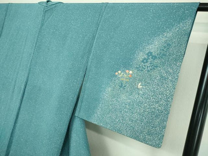 平和屋着物▽創業460年・千總　訪問着　単衣　駒刺繍　本草木漆　草花文　証紙付き　正絹　逸品　DAAV9573sf