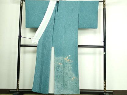 平和屋着物▽創業460年・千總　訪問着　単衣　駒刺繍　本草木漆　草花文　証紙付き　正絹　逸品　DAAV9573sf