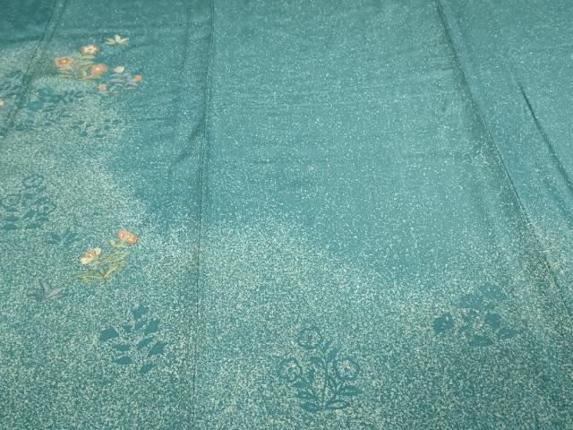 平和屋着物▽創業460年・千總　訪問着　単衣　駒刺繍　本草木漆　草花文　証紙付き　正絹　逸品　DAAV9573sf