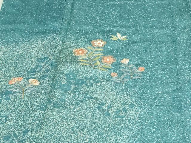 平和屋着物▽創業460年・千總　訪問着　単衣　駒刺繍　本草木漆　草花文　証紙付き　正絹　逸品　DAAV9573sf