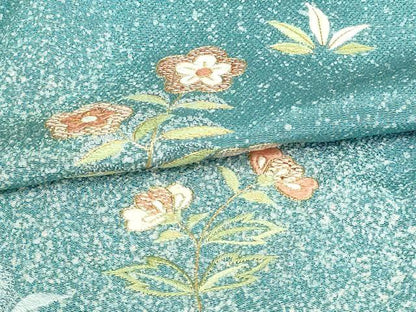 平和屋着物▽創業460年・千總　訪問着　単衣　駒刺繍　本草木漆　草花文　証紙付き　正絹　逸品　DAAV9573sf