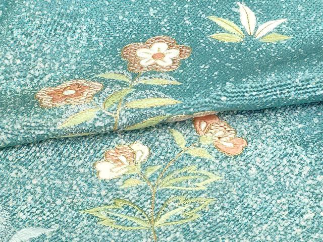 平和屋着物▽創業460年・千總　訪問着　単衣　駒刺繍　本草木漆　草花文　証紙付き　正絹　逸品　DAAV9573sf