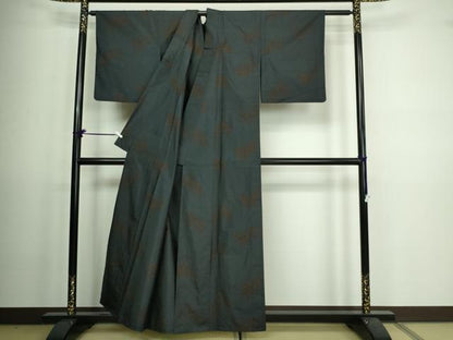 平和屋着物▽本場大島紬　単衣　花菱文　正絹　逸品　DAAV9579sf