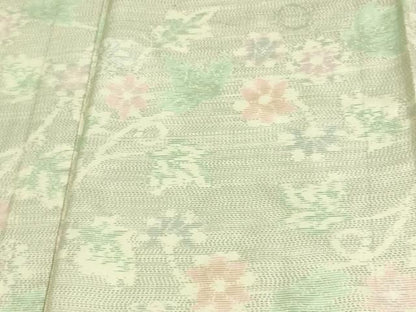 平和屋着物▽本場大島紬 白大島 単衣 花唐草文 正絹 逸品 DAAV9580sf