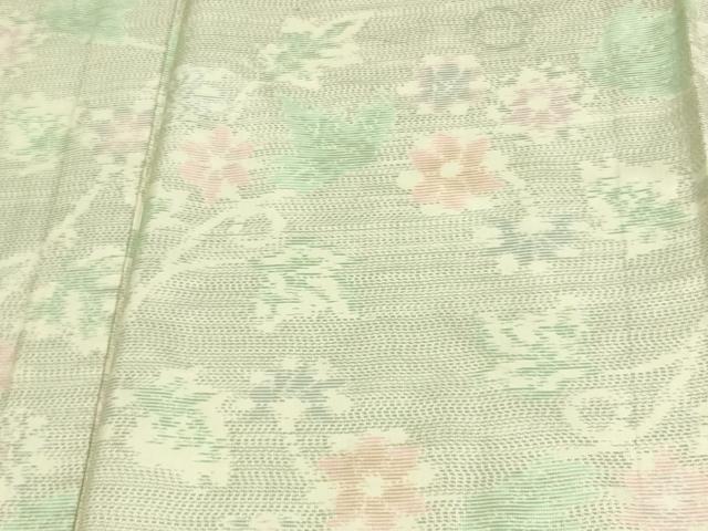 平和屋着物▽本場大島紬 白大島 単衣 花唐草文 正絹 逸品 DAAV9580sf