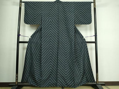 平和屋着物▽本場大島紬　薩摩結城　単衣　変わり間道　正絹　逸品　DAAV9581sf