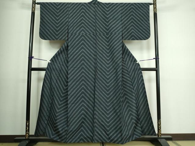 平和屋着物▽本場大島紬　薩摩結城　単衣　変わり間道　正絹　逸品　DAAV9581sf