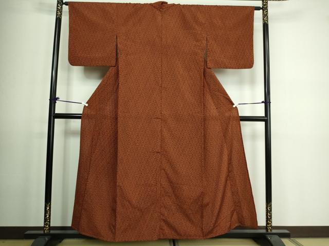 平和屋着物▽本場大島紬 単衣 菱文 正絹 逸品 DAAV9582sf