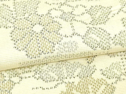 平和屋着物▽上質な紬 単衣 草花文 正絹 逸品 DAAV9583sf