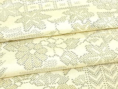平和屋着物▽上質な紬 単衣 草花文 正絹 逸品 DAAV9583sf