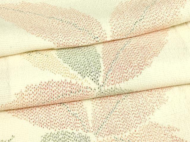 平和屋着物▽上質な紬 単衣 舞葉文 正絹 逸品 DAAV9584sf