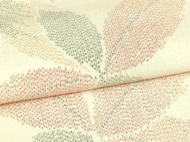 平和屋着物▽上質な紬 単衣 舞葉文 正絹 逸品 DAAV9584sf