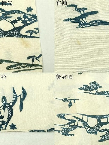 平和屋着物▽上質な小紋 単衣 風景文 正絹 逸品 DAAV9588sf