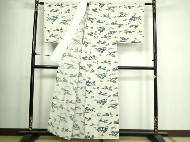 平和屋着物▽上質な小紋 単衣 風景文 正絹 逸品 DAAV9588sf