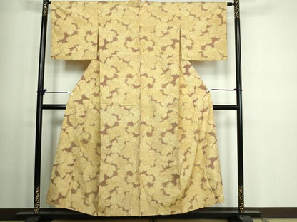平和屋着物▽上質な紬 単衣 舞葉文 正絹 逸品 DAAV9589sf