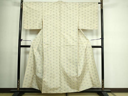 平和屋着物▽本場大島紬 白大島 単衣 麻の葉文様 正絹 逸品 未使用 DAAV9591sf