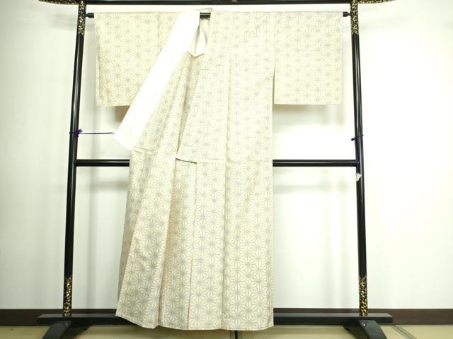平和屋着物▽本場大島紬 白大島 単衣 麻の葉文様 正絹 逸品 未使用 DAAV9591sf