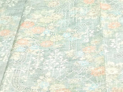 平和屋着物▽上質な紬 単衣 草花文 正絹 逸品 未使用 DAAV9592sf