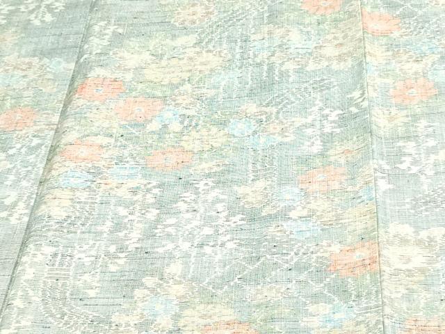 平和屋着物▽上質な紬 単衣 草花文 正絹 逸品 未使用 DAAV9592sf