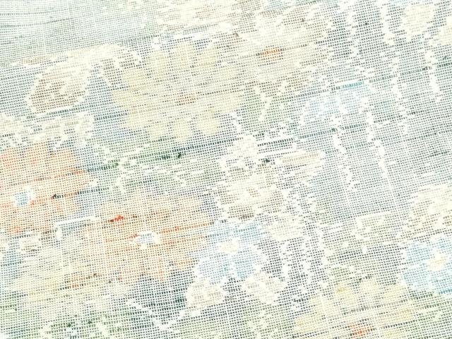 平和屋着物▽上質な紬 単衣 草花文 正絹 逸品 未使用 DAAV9592sf