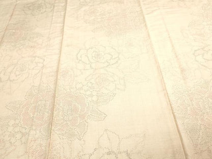 平和屋着物▽上質な紬 単衣 薔薇 正絹 逸品 DAAV9593sf