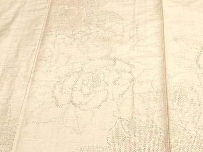平和屋着物▽上質な紬 単衣 薔薇 正絹 逸品 DAAV9593sf