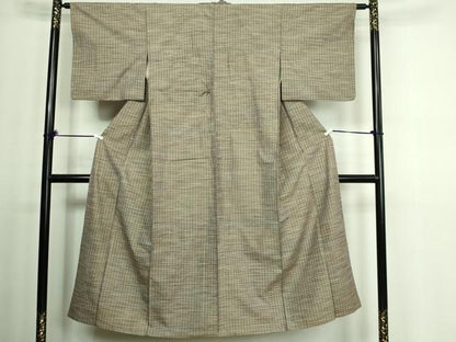 平和屋着物▽上質な紬 単衣 格子 正絹 逸品 DAAV9594sf