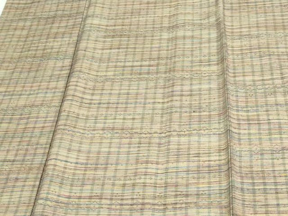 平和屋着物▽上質な紬 単衣 格子 正絹 逸品 DAAV9594sf