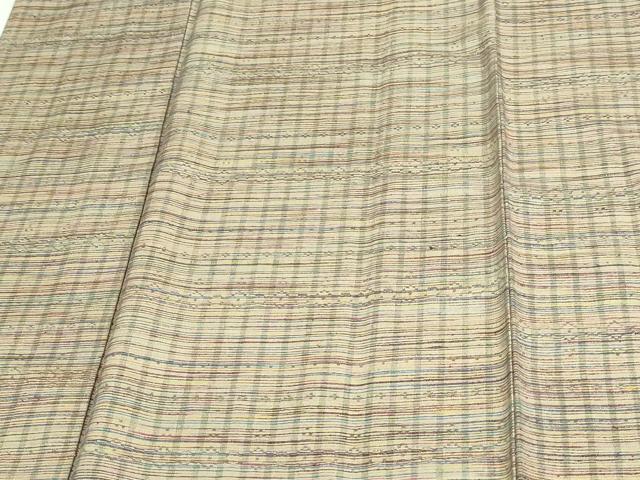 平和屋着物▽上質な紬 単衣 格子 正絹 逸品 DAAV9594sf