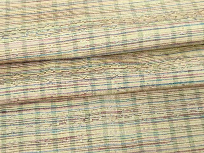 平和屋着物▽上質な紬 単衣 格子 正絹 逸品 DAAV9594sf