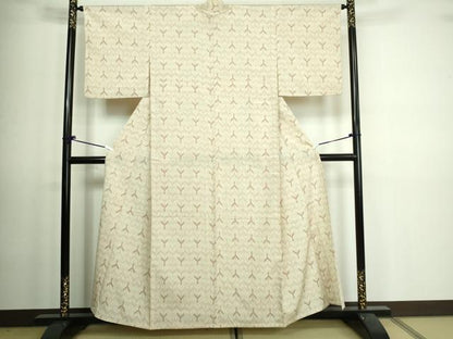 平和屋着物▽上質なお召　単衣　変わり間道　正絹　逸品　DAAV9595sf