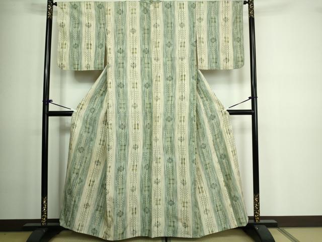 平和屋着物▽上質な紬 単衣 吉祥間道 正絹 逸品 DAAV9596sf