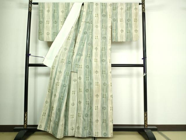 平和屋着物▽上質な紬 単衣 吉祥間道 正絹 逸品 DAAV9596sf
