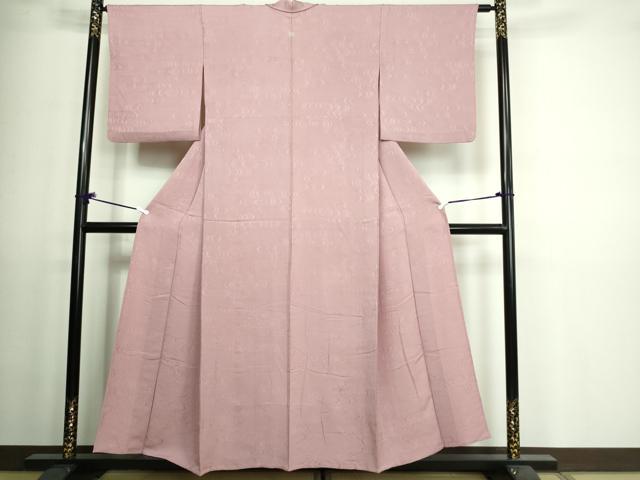 平和屋着物▽上質な色無地 単衣 流水地紋 撫子色 正絹 逸品 DAAV9597sf