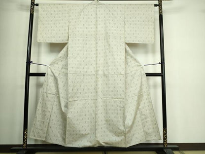 平和屋着物▽本場大島紬　白大島　単衣　麻の葉文様　正絹　逸品　DAAV9598sf