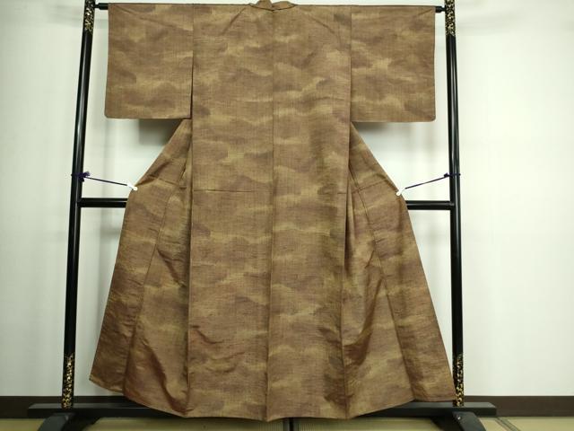 平和屋着物▽上質な紬 単衣 霞文 正絹 逸品 未使用 DAAV9599sf