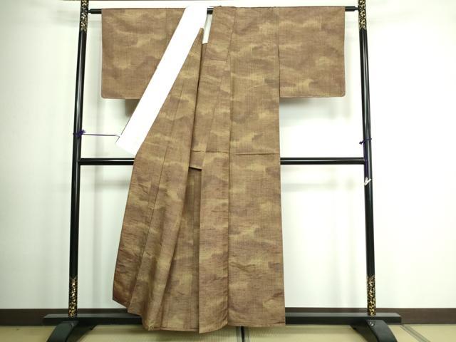 平和屋着物▽上質な紬 単衣 霞文 正絹 逸品 未使用 DAAV9599sf