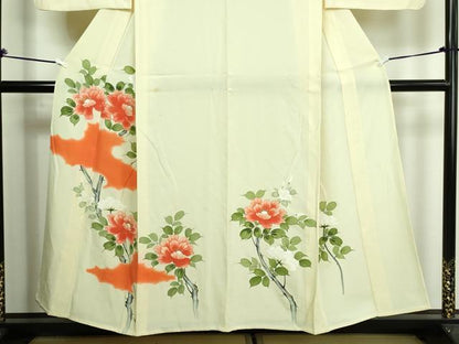 平和屋着物▽訪問着 単衣 枝花文 金彩 正絹 逸品 DAAV9600sf