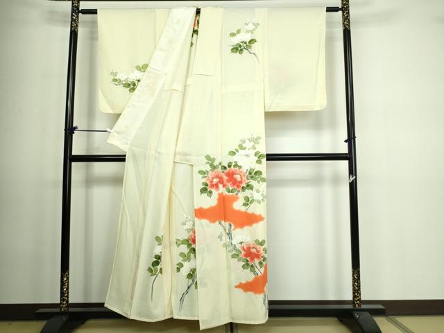 平和屋着物▽訪問着 単衣 枝花文 金彩 正絹 逸品 DAAV9600sf