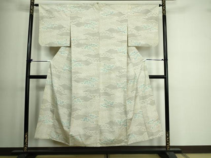 平和屋着物▽上質な紬 単衣 吉祥花文 正絹 逸品 DAAV9603sf