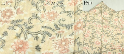 平和屋着物▽上質な紬 単衣 花唐草文 正絹 逸品 DAAV9606sf