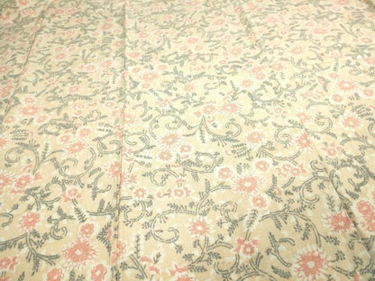 平和屋着物▽上質な紬 単衣 花唐草文 正絹 逸品 DAAV9606sf