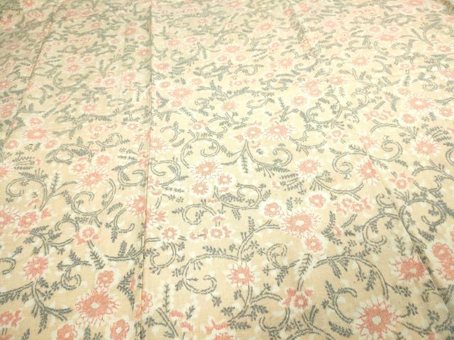 平和屋着物▽上質な紬 単衣 花唐草文 正絹 逸品 DAAV9606sf