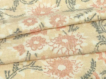 平和屋着物▽上質な紬 単衣 花唐草文 正絹 逸品 DAAV9606sf