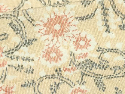 平和屋着物▽上質な紬 単衣 花唐草文 正絹 逸品 DAAV9606sf