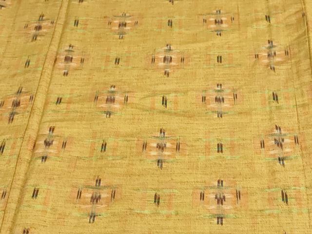平和屋着物▽上質な紬 単衣 吉祥花文 正絹 逸品 DAAV9608sf