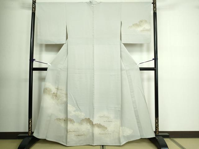 平和屋着物▽訪問着 単衣 駒刺繍 花鳥文 暈し染め 正絹 逸品 DAAV9609sf