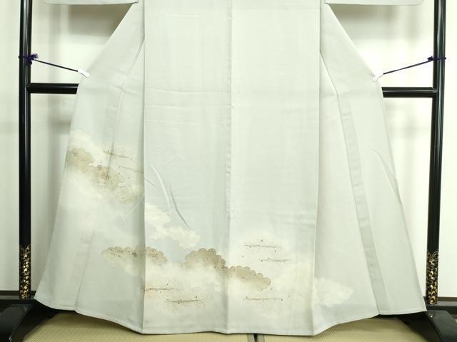 平和屋着物▽訪問着 単衣 駒刺繍 花鳥文 暈し染め 正絹 逸品 DAAV9609sf