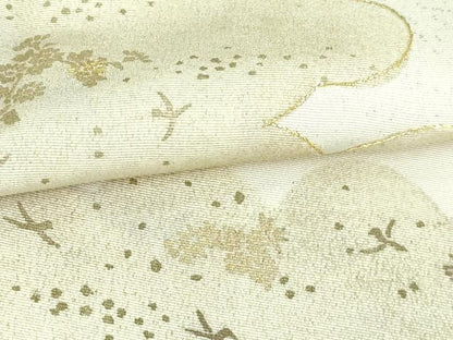 平和屋着物▽訪問着 単衣 駒刺繍 花鳥文 暈し染め 正絹 逸品 DAAV9609sf